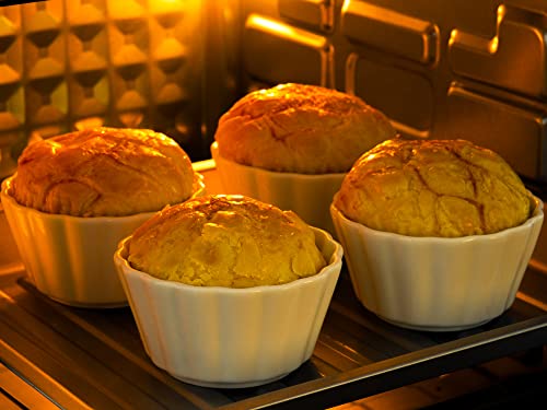 Ramekins 12Oz Oven Safe, Set Of 4, Porcelain Souffle Custard Cups Dishwasher Safe And Microwave Safe, Flower-Shaped Condiments Cups, White #TOP3