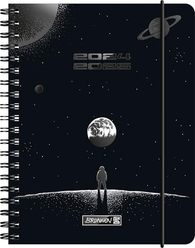 BRUNNEN Schülerkalender (2024/2025) „Outer Space“, 2 Seiten = 1 Woche, A6, 208 Seiten, schwarz