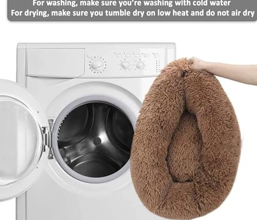 Image of ZEXSAZONE Summer Round Donut Comfortable Durable 2 in 1 and Washable Pet Bed | Cat Bed | Puppy Bed | Dog Bed | Medium Dog Bed for Cats Puppies Labrador German (Brown, Large)