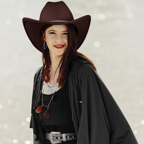 Image of Tisancy 4 Pcs Rhinestone Belt for Men Women Glitter Cowboy Hat Diamond Chain Earring Outfit for Party Supplies