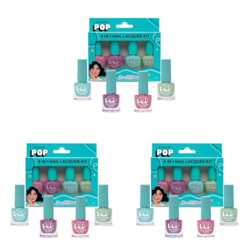 Image of SUGAR POP 4 in 1 Nail Lacquer Kit | Chip-resistant formula & Glossy Flinsh | Nail Polish Set - 04 Pastel Paradise (Pack of 3)