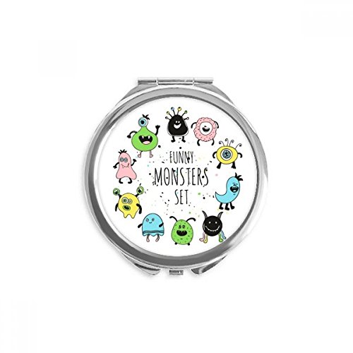 Espejo de bolsillo de maquillaje portátil con diseño de alien y monstruo del universo