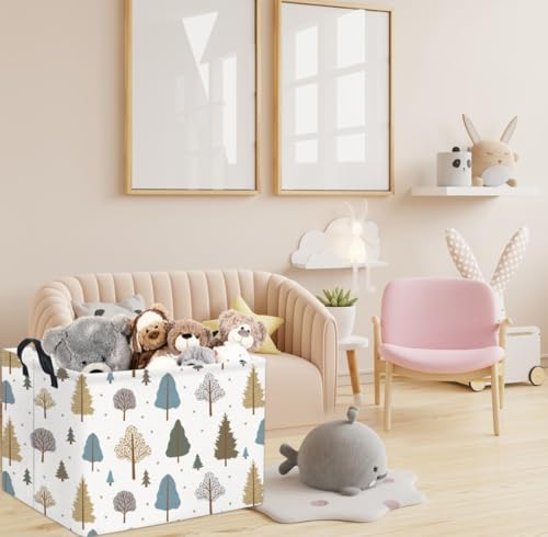 Image of Rectangular Kids Storage Bin Gift & Baby Organizer Shelf Book Basket Room Decor (Grey Tree)