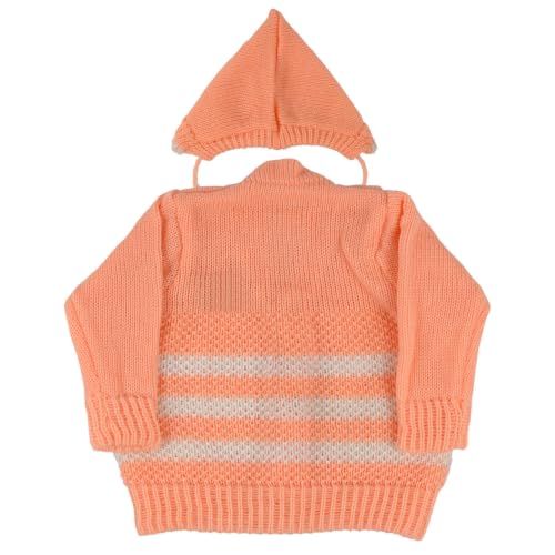 Image of Infants Woollen Set /Babies Woolen Sweater(Orange, 3 to 6 Months) 3 Pcs Set