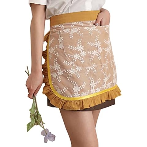 Unisex Retro Cotton Chef Apron with Pockets Cover