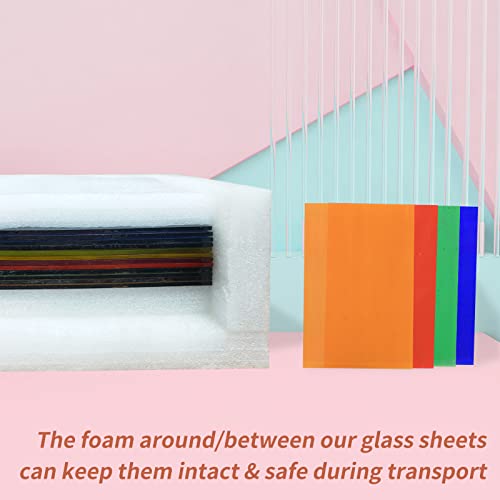 Buenoarte 12 Sheets Stained Glass Sheets, 6 X 8 Inch Cathedral Stained Glass Sheets, Art Bubble Glass, Mosaic Tiles Crafts For Diy Glass Craft Lovers (Transparent Mixed Color) #TOP4