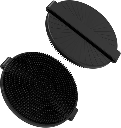 シャワーのためのシリコーン ボディ Scrubber の角質の除去剤-シリコーンのヘチマ、敏感肌、再使用可能で、環境に優しく、耐久財および泡立つ赤ん坊のための柔らかい清潔になるシャワーのブラシ、1 パック (黒色)