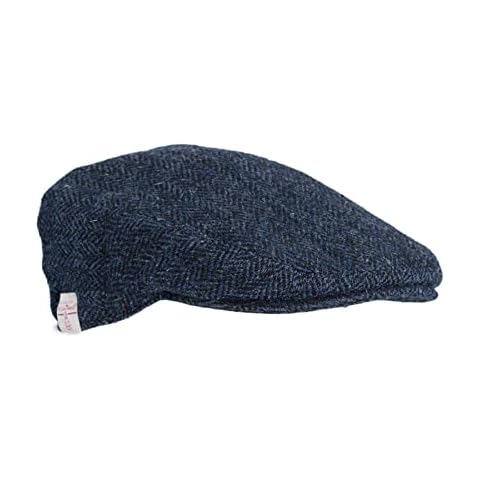 WALKER AND HAWKES - Men's Grey Brown 100% Scottish Harris Tweed Oakmoor Flat Cap Cover