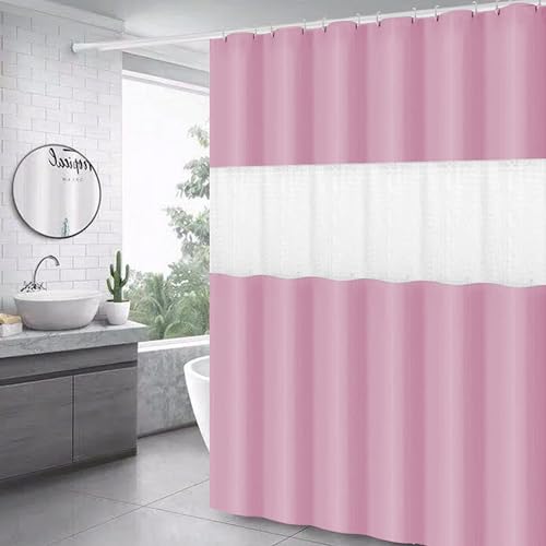 GREATOYAR Cortina Ducha Impermeable, Cortina Baño, Cortina Bañera Lavable, Shower Curtian, Antimoho, 12 Anillos Incluidos, 100% Peva, Rosa, 200X180cm