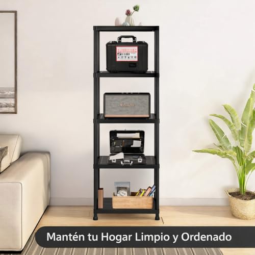 Estantería de Plástico Multiuso 5 Baldas 170x60x30cm | Estantería Almacenaje | Estantería Resistente | Estantería para Garaje | Trastero | Cocina | Oficina | Lavadero | Montaje sin Herramientas - imagen 7