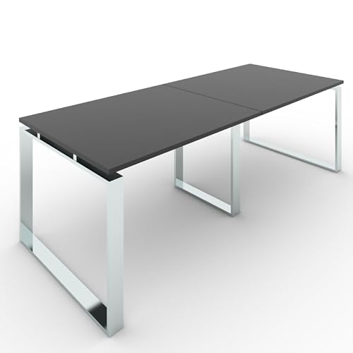 Miniatura 5 de Duófic Mesa De Reuniones, Conferencias Y Oficinas. Estructura Metálica Con Marco Cerrado Color Cromado 240x100 . Fabricado En España. Envio A Toda La Península. Roble Azabache