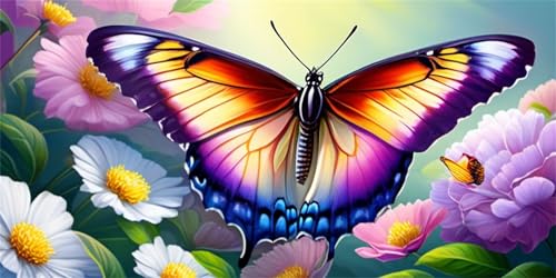 Peinture Diamant Fleur de papillon pour une décoration murale de salon