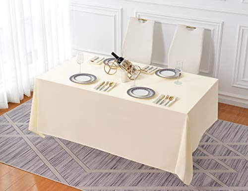 Surmente Tablecloth 90 X 132-Inch Rectangular Polyester Table Cloth For Weddings, Banquets, Or Restaurants (Ivory) …… #TOP5
