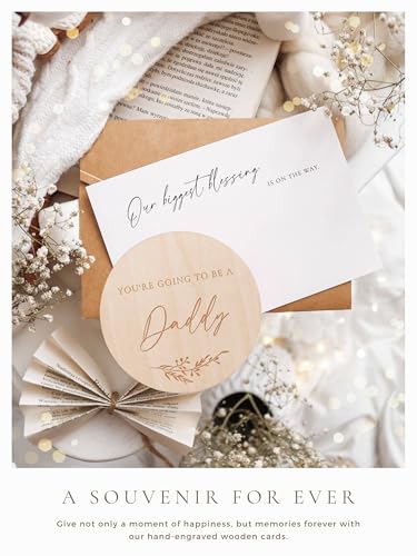 Image of Joli Coon Pregnancy announcement wooden card - You're going to be a daddy with pocketfold envelope and seal sticker - Baby announcement daddy