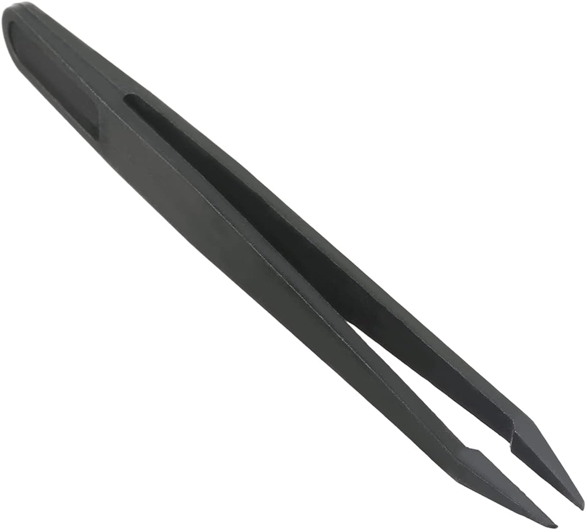 Utoolmart Plastic Anti-static Tweezers, Precision Slant Point Tip for Jewelry Craft DIY Beauty Electronics Repair Tool Black 20pcs