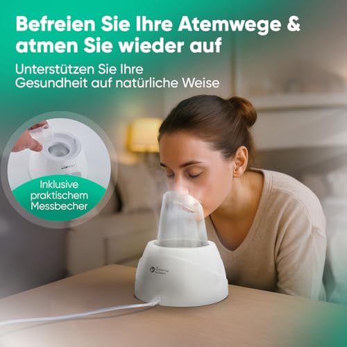 Clatronic GS 3656, inalatore per sauna facciale, inalatore, doccia nasale, rilassante con attacco aromatico, per bocca e naso, adatto per bambini, bianco», 130 watt - 6