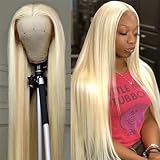 Maxine Blonde Lace Front Wig Human Hair 613 hd Lace Frontal Wig 180% Density 13x6 Transparent Lace Front Wigs Human Hair Pre Plucked With Baby Hair 613 Lace Wigs for Black Women 28 Inch 12A