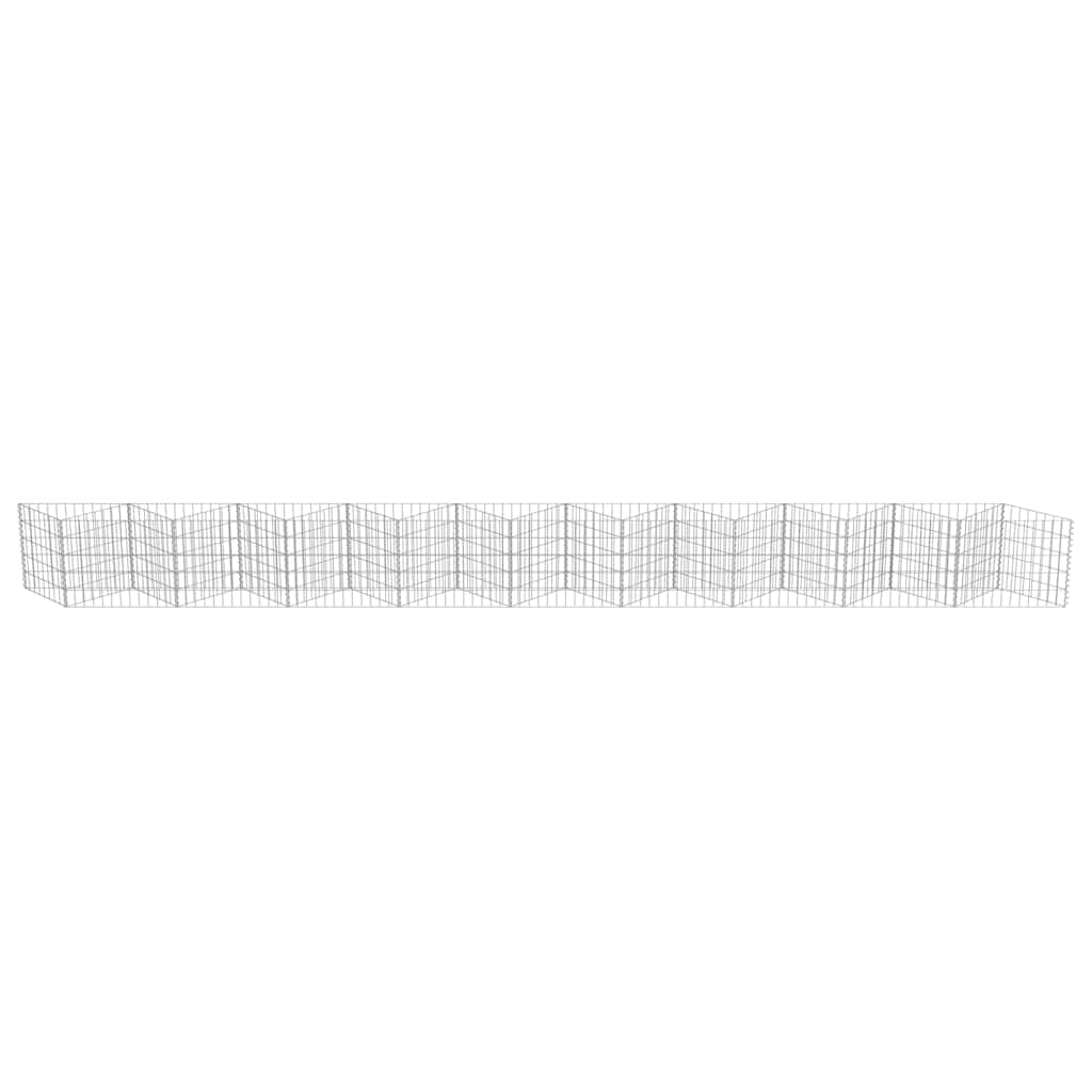 Gabionenwand aus verzinktem Stahl 630×30×50 cm robustes Zaunfeld für Gartenzaun und Sichtschutz mit Maschendraht, Metallgitter, rostfrei, ideal für Terrasse, Grundstück und Vorgarten