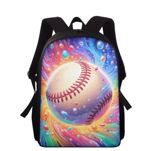 Wnbucioht Kinder-Rucksack für Schule, Büchertasche, Jungen, Mädchen, Schulranzen, 38,1 cm, personalisierbar, Kindergarten, Art Baseball, Einheitsgröße