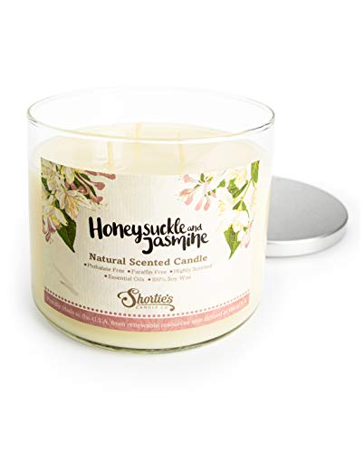 Honeysuckle Jasmine Highly Scented Natural 3 Wick Candle, Essential Fragrance