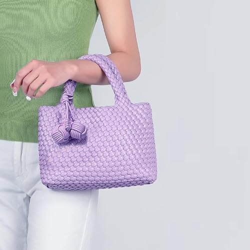 Image of Woven Tote Bag for Women with Coin Purse, Foldable Chain Small Crossbody Handbags, Fashion Shoulder Bag, Hobo Satchel