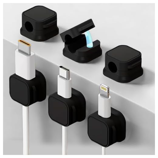 6 Pack Magnetic Cord Organizer Holder, Desk Cable Management, Neatly Hide Organize Charging Cords for Nightstand(Black)