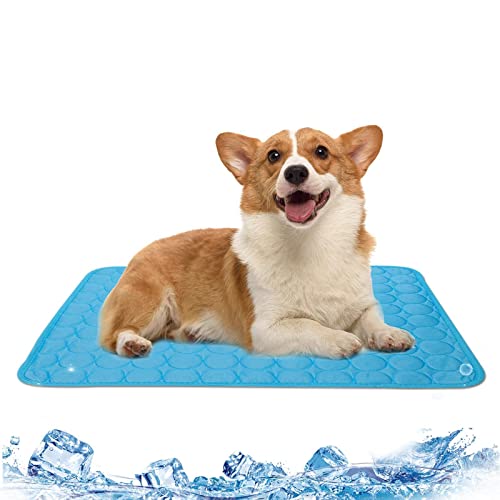 Leikurvo Tappetino refrigerante per cani e gatti: 70 x 55 cm, per cani e gatti, grande coperta fredda, resistente all'usura, lavabile, per cani, per cani, per esterni, a casa (blu)