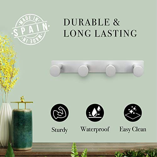 Miniatura 4 de Kukicu Perchero De Pared Blanco Con 4 Ganchos Resistente Y Montaje Fácil - Colgador Original Para Recibidor Baño Dormitorio Cocina
