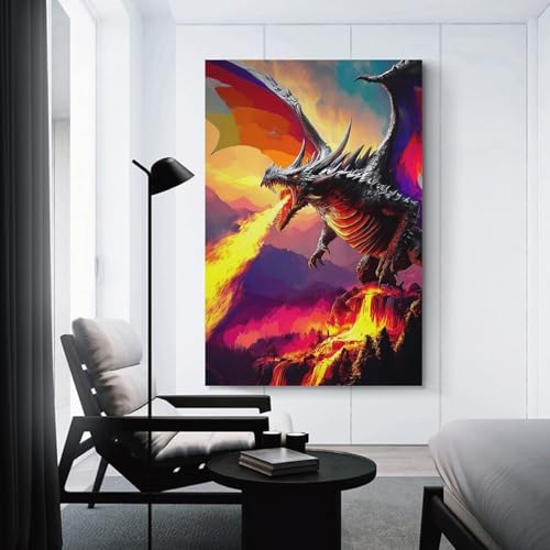 Toile murale Fiery Dragon's Breath sinyumoney décorative 40x60cm prête à poser