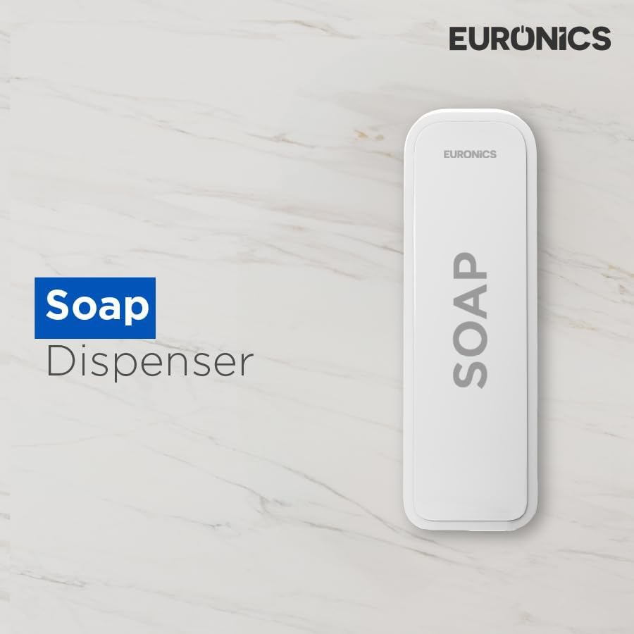 Image of Euronics EA51 300ml Manual Soap Dispenser Wall Mounted | ABS Plastic Refillable Gel & Liquid Soap Dispenser | Compact Hygienic Handwash Dispenser for Bathroom, Kitchen, Office & Hotel | White