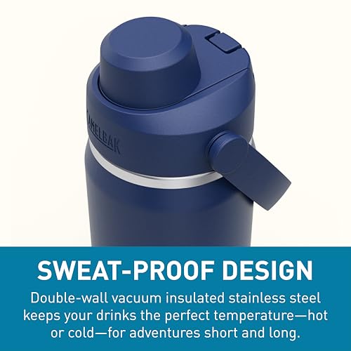 Image of CamelBak Thrive Chug Insulated Stainless Steel Water Bottle, Cold Retention with High Flow Lid for Everyday Hydration and Active Use, 20oz, Navy