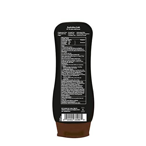 Australian Gold Sunscreen Lotion With Instant Bronzer, Broad Spectrum, Water Resistant, Non-Greasy, Oxybenzone Free, Cruelty Free, Spf 30, Coconut, 8 Fl Oz (A70902) #TOP1