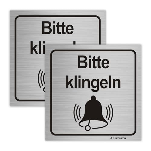 Acuxiaza Lot de 2 plaques de porte, 10 x 10 cm, en aluminium brossé, avec autocollant, étanche, inoxydable et résistant aux UV