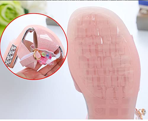 Princess Girls Sandals Summer Rhinestone Flower Bow Kids Non Slip Soft Sole Shoes4