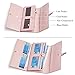 Leather Wallet for Women Slim Clutch Purse Long Designer Trifold Ladies Credit Card Holder Organizer Light Pale Pink