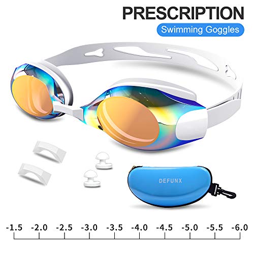 DEFUNX Swim Goggles,Swimming Goggles with Prescription Lenses for Nearsighted Adult Men Women Youth