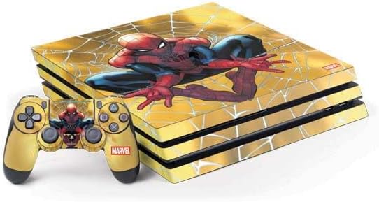 Skinit Decal Gaming Skin Compatible with PS4 Pro Bundle - Officially Licensed Marvel Spiderman Crawling Spiderman Design