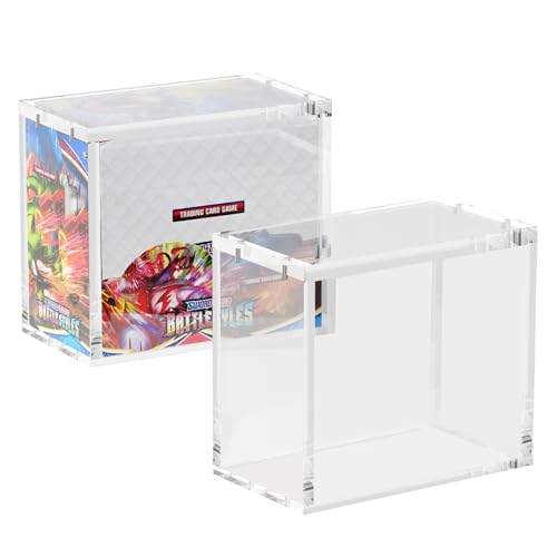 HgiVroskelia Booster Box Acrylic Case 3 Pack 8mm Thick Magnetic Lid 4x5mm Magnetic Closure UV Protection Dustproof Easy Top Loading Booster Box Case Protector for Booster Boxes(Case Only)