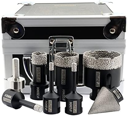 DT-DIATOOL Diamond Core Drill Bits Kit- 6/6/8/20/32/50mm with 35mm Diamond Chamfer Bit M14 Thread and Hex Adapter Hole Saw Set for Porcelain Ceramic Tile Marble Granite