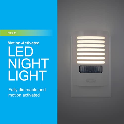 Image of GE LED Night Light, Motion Sensing, Dimmable, Louver Shade, White, Plug-in, UL-Certified, Ideal Nightlight for Bedroom, Bathroom, Kitchen, Hallway and More, 67555