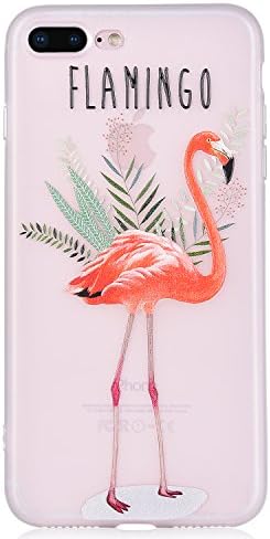 Manleno Translucent iPhone 7 Plus Case Soft TPU Matte Floral Case for iphone 7 plus 5.5 inch (Floral and flamingo)