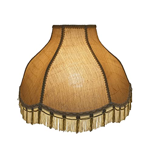 Image of Aspen Creative 30301 Transitional Scallop Bell Shape Spider Construction Lamp Shade in Oatmeal, 17 inch wide (6 inch x 17 inch x 12 inch)