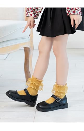 Baby Girls Socks Black and White Turn Cuff Lace Bow Ruffle Socks for Kids and Infants Toddlers4