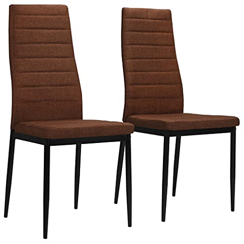Vorpalize Lot de 2 chaises de salle à manger en tissu marron avec cadre en acier robuste et design ergonomique 43 x 44 x 96 cm rembourrées pour salle à...