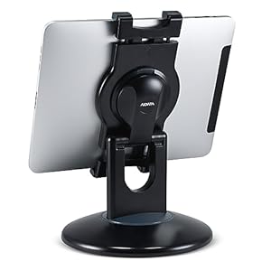 Aidata Tablet Stand – Compatible with iPad, iPad Mini, and Most 6-Inch-13-Inch Tablets, Adjustable Commercial POS Holder with 360-Degree Swivel, for Retail, Classroom, Business, and Home, Black
