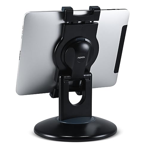 Aidata Tablet Stand – Compatible with iPad, iPad Mini, and Most 6-Inch-13-Inch Tablets, Adjustable Commercial POS Holder with 360-Degree Swivel, for Retail, Classroom, Business, and Home, Black