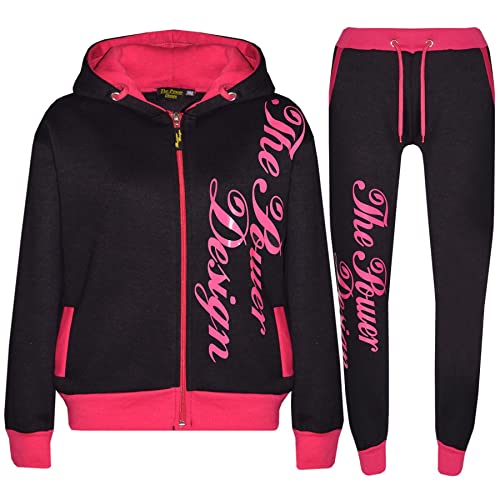 Survêtement pour fille zippé avec imprimé graphique rose et noir The Power Design A2Z 4 Kids