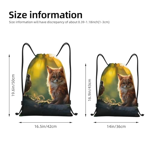 Bird Fox print Drawstring Bag Sack Gym Bag Ditty Bag for Gym Traveling, Hiking, Yoga, Shopping for Adult4