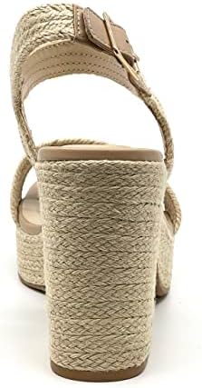 Soda Women's Jute Open Toe Ankle Strap Platform Wedge sandals Nerve Shoes Natural Jute 9 | Image 2