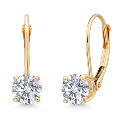 Image of Gem Stone King 0.20-1.50 Ct Lab Diamond Leverback Earrings 14K Gold